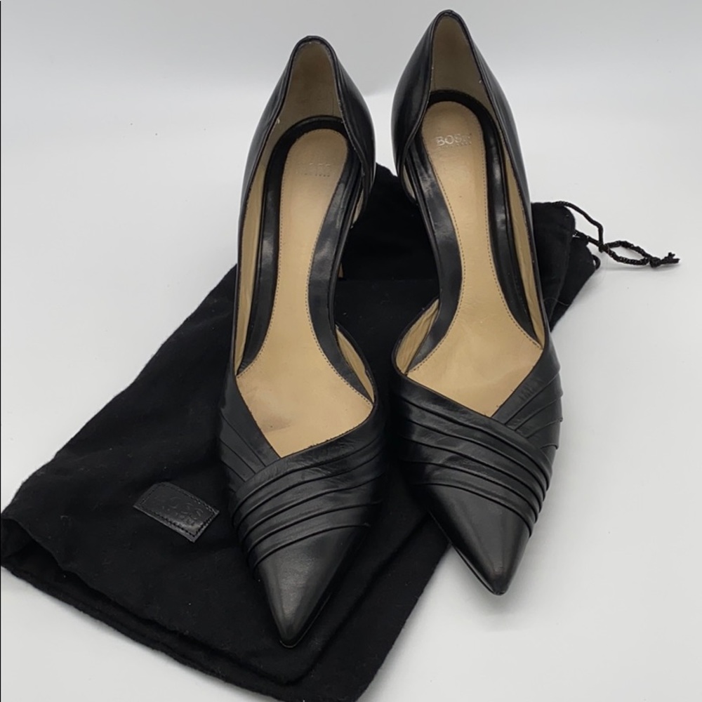 Hugo Boss Black Leather Open Side Heels